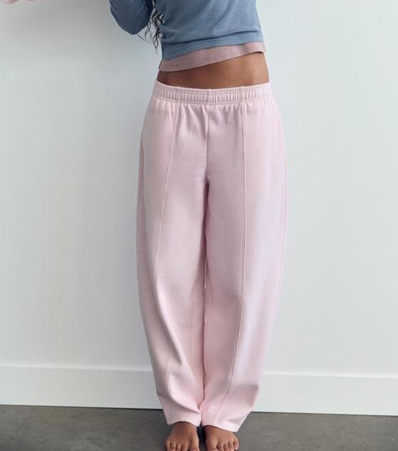 ZARA CARROT FIT PLUSH FLEECE TROUSERS