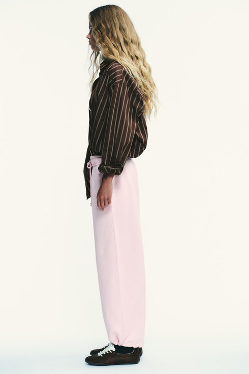 ZARA BASIC STRAIGHT FLEECE TROUSERS WITH ADJUSTABLE HEM