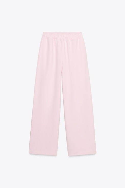 ZARA BASIC STRAIGHT FLEECE TROUSERS WITH ADJUSTABLE HEM
