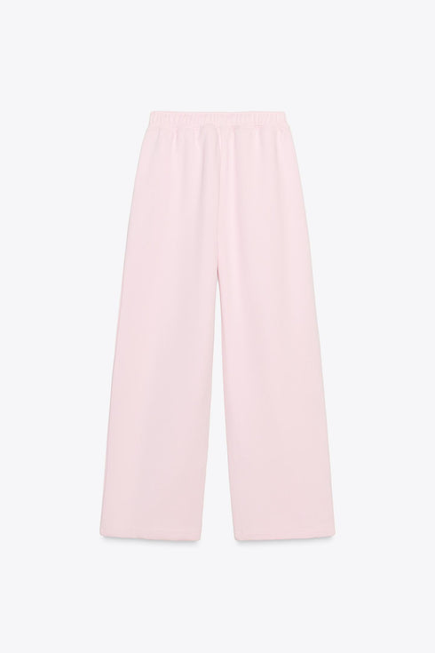 ZARA BASIC STRAIGHT FLEECE TROUSERS WITH ADJUSTABLE HEM