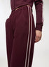 TERRANOVA STRIPE WIDE LEG FLEECE TROUSERS - PLUM