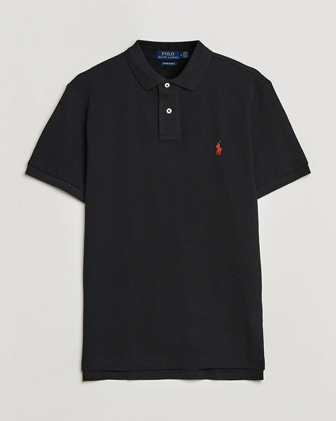 POLO RALPH LAUREN CUSTOM SLIM FIT ICONIC MESH POLO SHIRT - BLACK