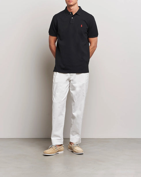 POLO RALPH LAUREN CUSTOM SLIM FIT ICONIC MESH POLO SHIRT - BLACK