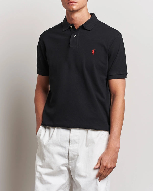 POLO RALPH LAUREN CUSTOM SLIM FIT ICONIC MESH POLO SHIRT - BLACK