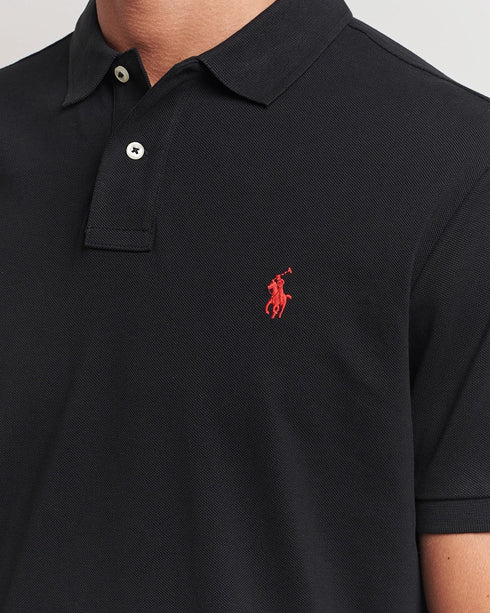 POLO RALPH LAUREN CUSTOM SLIM FIT ICONIC MESH POLO SHIRT - BLACK