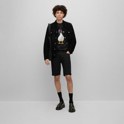 HUGO DUCK PRINTED T-SHIRT - BLACK