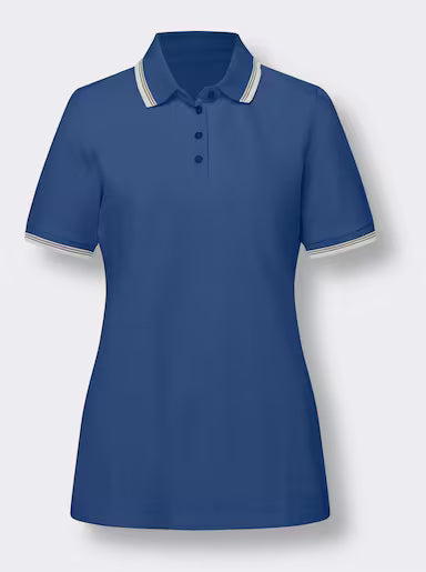 WOMENS POLO SHIRT WITH CONSTRASTING STRIPES