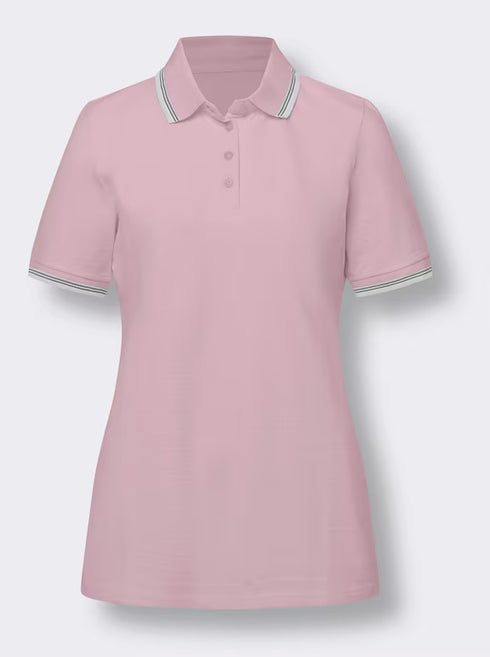 WOMENS POLO SHIRT WITH CONSTRASTING STRIPES