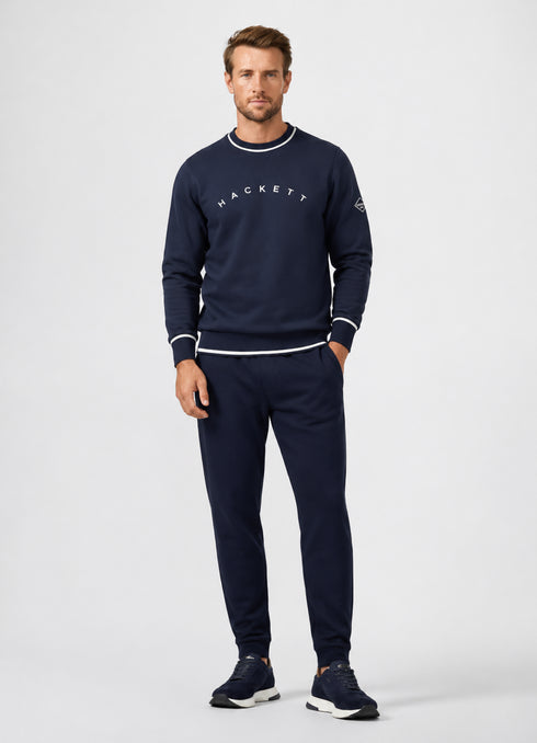 HACKETT SIGNATURE CURVE LOGO SWEATSHIRT - NAVY
