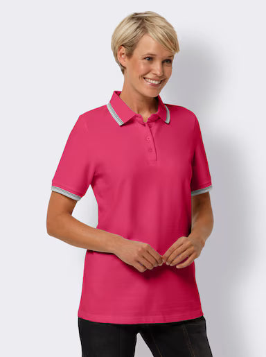 WOMENS POLO SHIRT WITH CONSTRASTING STRIPES