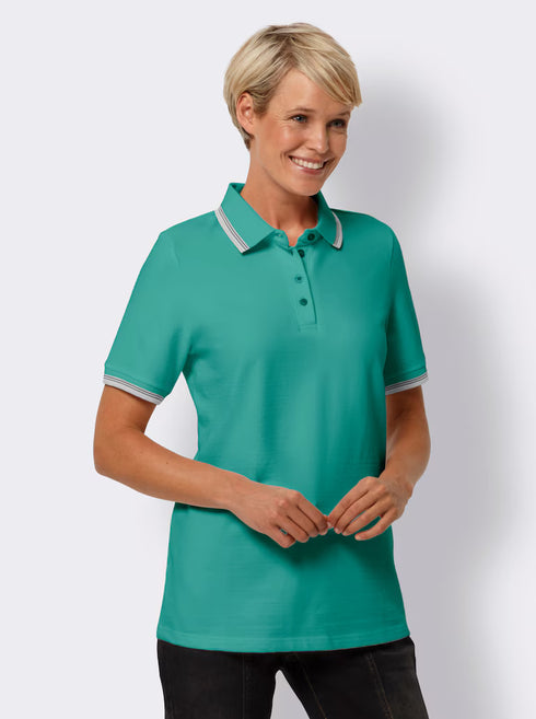 WOMENS POLO SHIRT WITH CONSTRASTING STRIPES