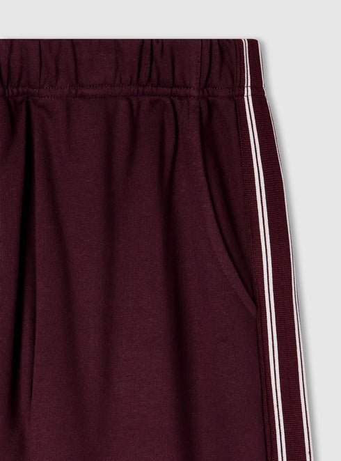 TERRANOVA STRIPE WIDE LEG FLEECE TROUSERS - PLUM