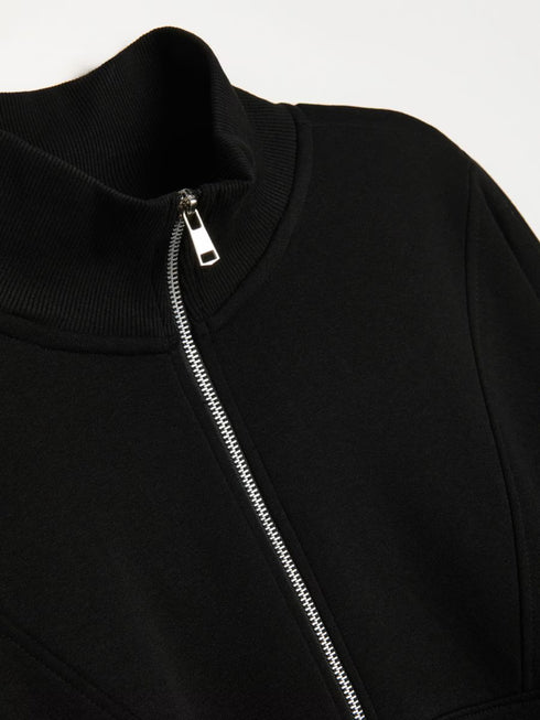 SINSAY OVERSIZED HALF ZIP MOCK NECK SWEATSHIRT - BLACK