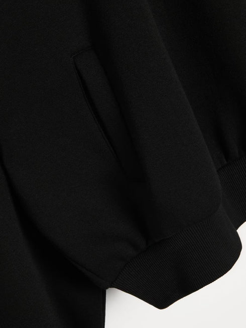 SINSAY OVERSIZED HALF ZIP MOCK NECK SWEATSHIRT - BLACK