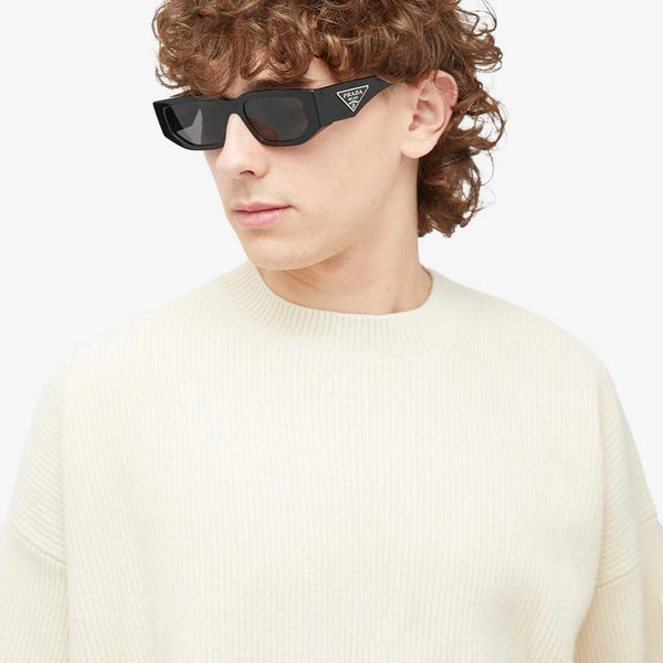 PRADA BLACK ANGULAR LOGO SUNGLASSES