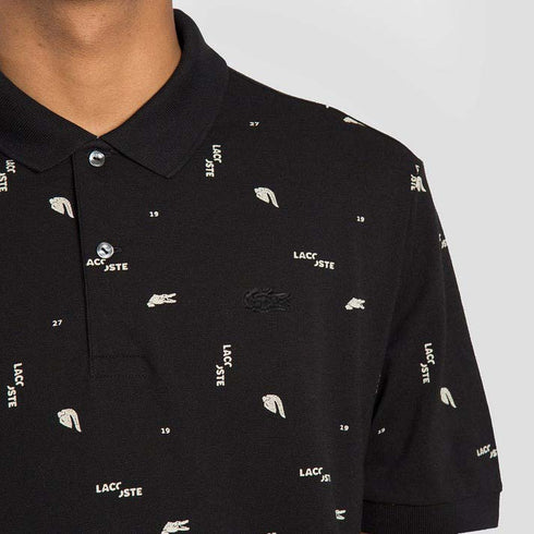 LACOSTE LIVE ALL-OVER MULTIPLE CROCODILE PRINTED POLO T-SHIRT