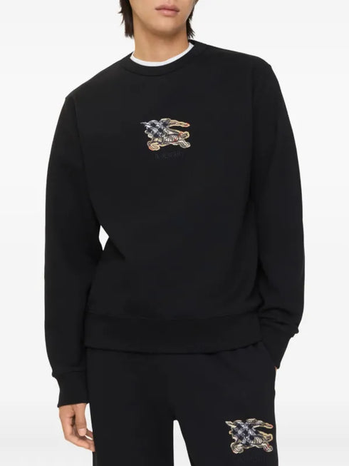 BURBERRY MEN’S BLACK EMBROIDERED LOGO SWEATSHIRT
