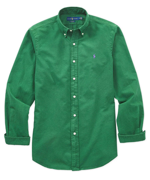 RL GARMENT-DYED OXFORD SHIRT - LIGHT GREEN