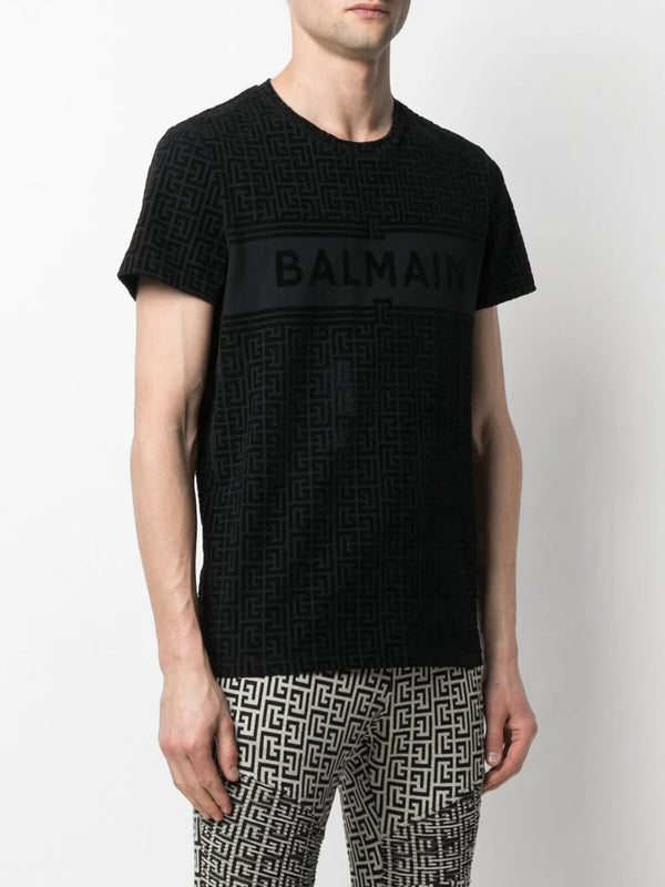 BALMAIN PARIS MONOGRAM ALL-OVER PRINT LOGO T-SHIRT