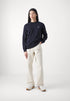 LACOSTE EMBROIDERED CREW NECK WOOL JUMPER - NAVY BLUE