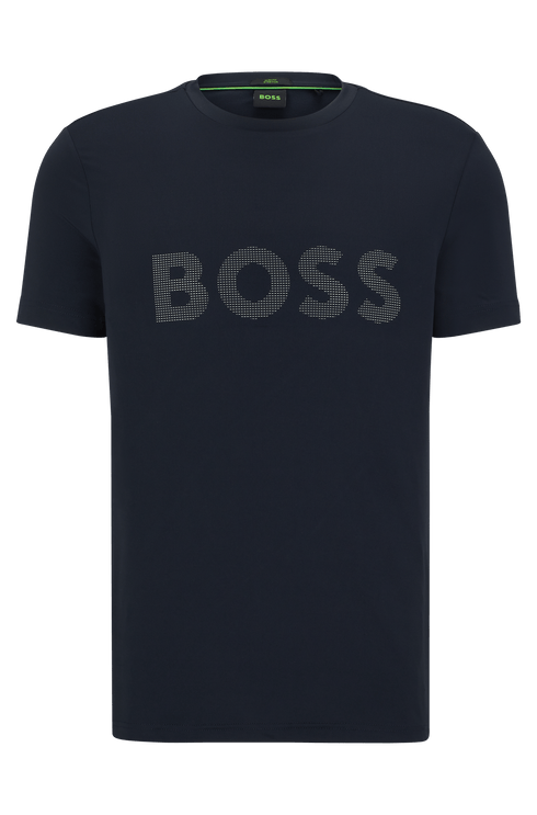 BOSS PERFORMANCE-STRETCH T-SHIRT WITH DECORATIVE REFLECTIVE LOGO