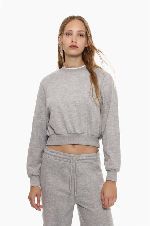 LEFTIES BASIC CROPPED SWEATSHIRT GREY