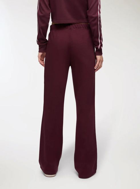 TERRANOVA STRIPE WIDE LEG FLEECE TROUSERS - PLUM