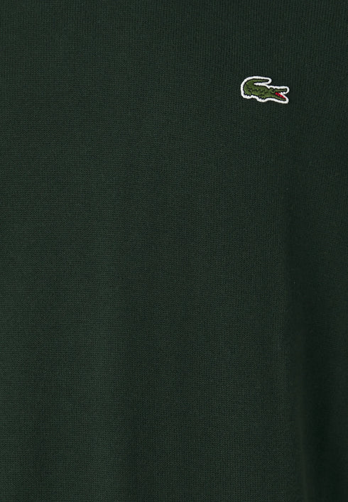 LACOSTE EMBROIDERED CREW NECK WOOL JUMPER - GREEN