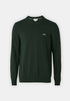LACOSTE EMBROIDERED CREW NECK WOOL JUMPER - GREEN