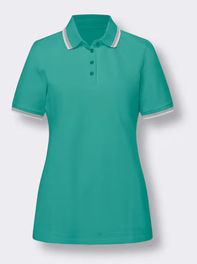 WOMENS POLO SHIRT WITH CONSTRASTING STRIPES