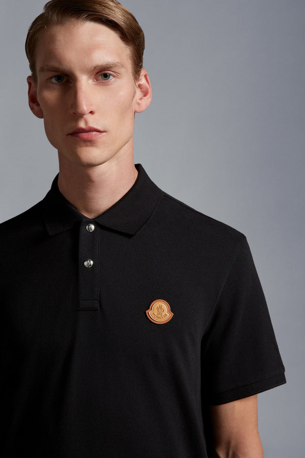MONCLER LEATHER PATCH POLO SHIRT