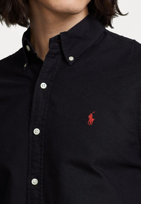 RL GARMENT-DYED OXFORD SHIRT - BLACK