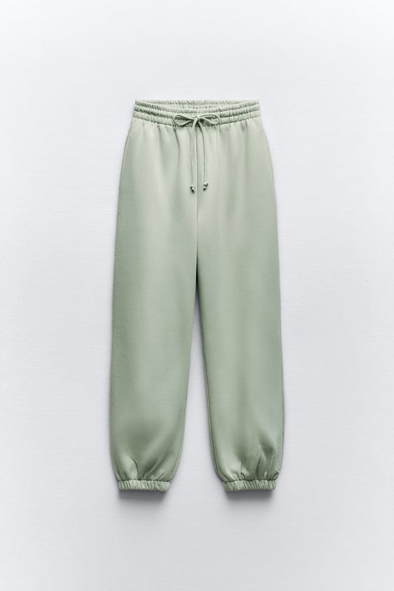 ZARA BASIC FLEECE JOGGERS - SEA GREEN