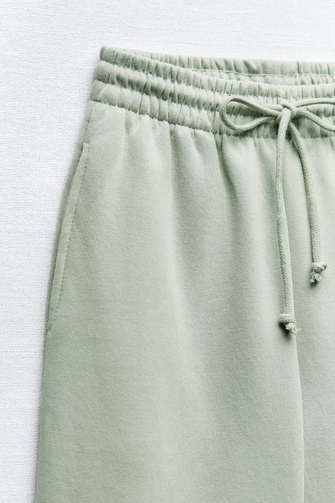 ZARA BASIC FLEECE JOGGERS - SEA GREEN