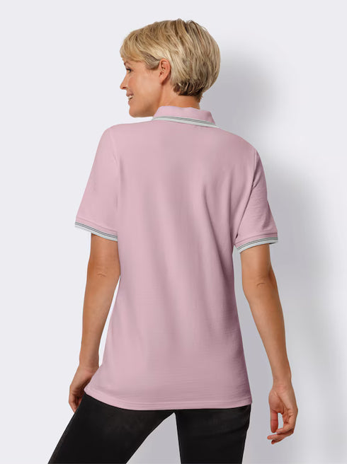 WOMENS POLO SHIRT WITH CONSTRASTING STRIPES
