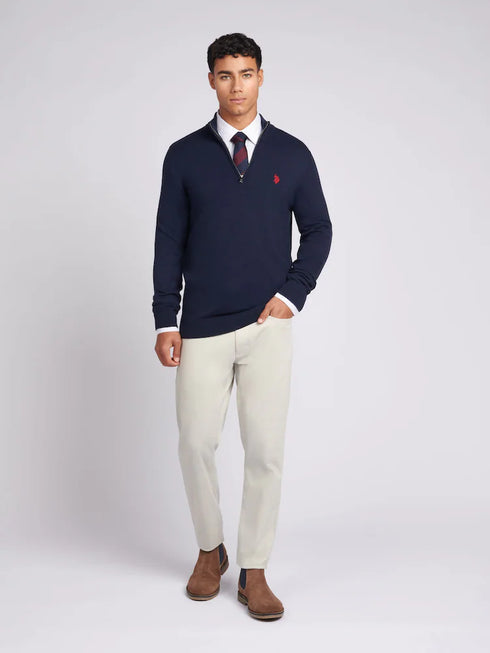 U.S.POLO ASSN QUARTER ZIP FUNNEL NECK JUMPER