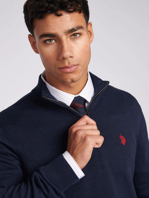U.S.POLO ASSN QUARTER ZIP FUNNEL NECK JUMPER