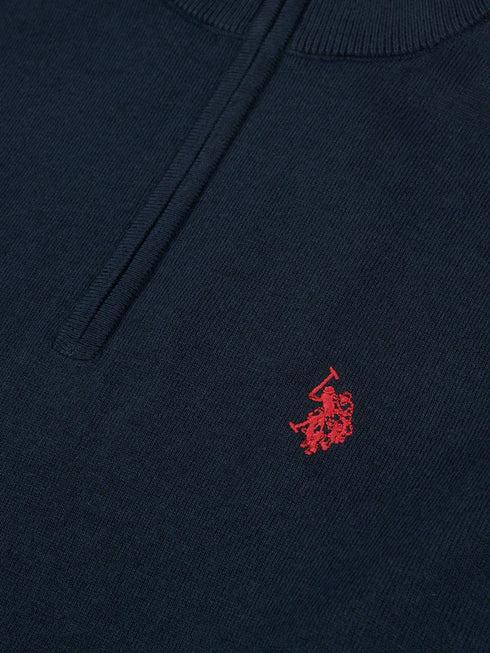 U.S.POLO ASSN QUARTER ZIP FUNNEL NECK JUMPER
