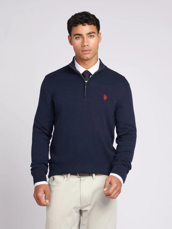 U.S.POLO ASSN QUARTER ZIP FUNNEL NECK JUMPER