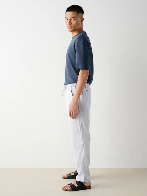 ZARA LINEN TEXTURED TROUSER - SILVER GREY