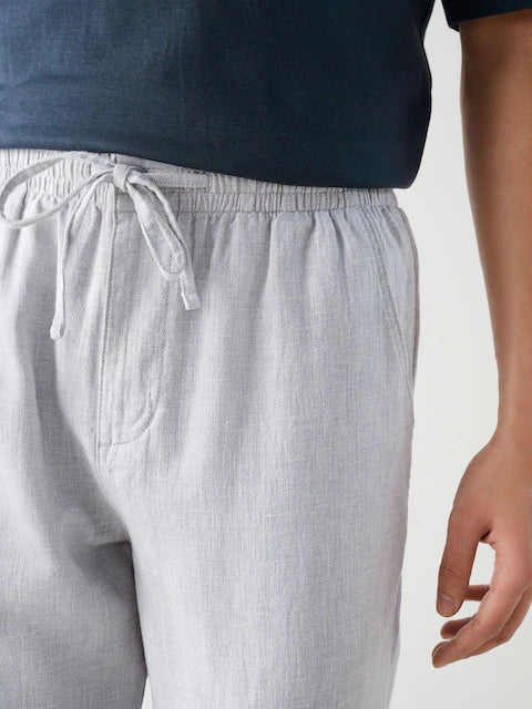 ZARA LINEN TEXTURED TROUSER - SILVER GREY