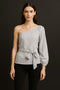 ANN TAYLOR ONE-SHOULDER BELTED BLOUSE