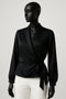 ANN TAYLOR BLACK SATIN BLOUSE