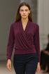 ANN TAYLOR PLUM SOFT-TOUCH WRAP BLOUSE