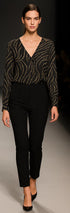 ANN TAYLOR BLACK & GOLD V NECK BUTTON BLOUSE