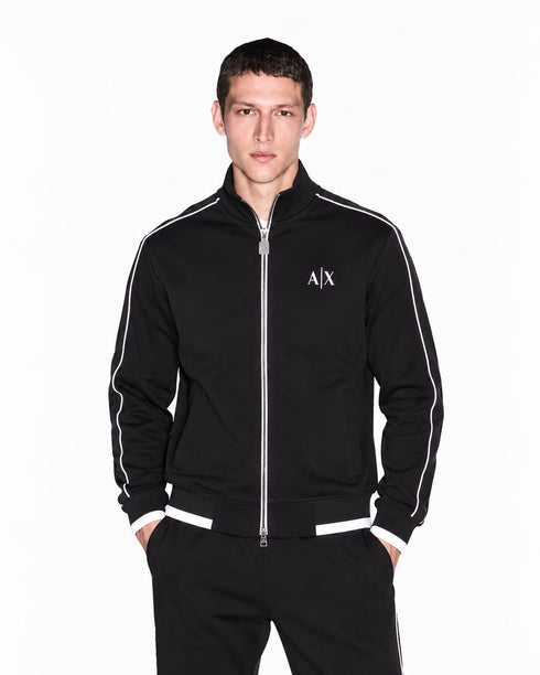 A|X ARMANI EXCHANGE BLACK ZIP-UP TRACK JACKET
