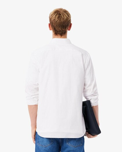 LACOSTE MEN'S SLIM FIT COTTON SHIRT - WHITE