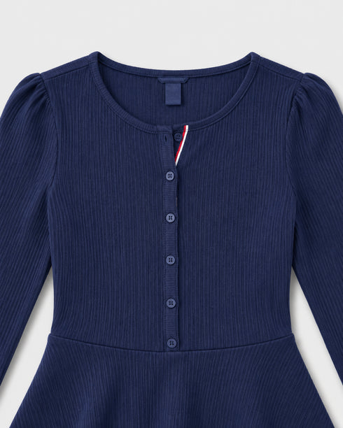 TOMMY HILFIGER NAVY RIBBED FIT & FLARE DRESS