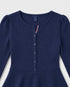 TOMMY HILFIGER NAVY RIBBED FIT & FLARE DRESS