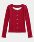 TOMMY HILFIGER RED RIBBED LACE-TRIM TOP